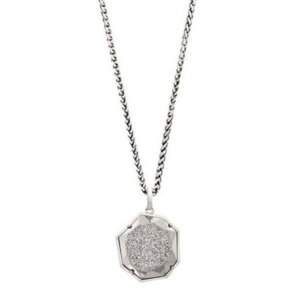Kendra Scott Lizzie platinum (Drusy) Necklace HTF